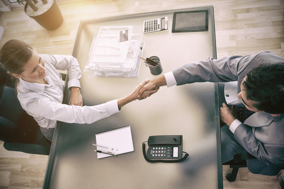 Consultant shaking hands with customer