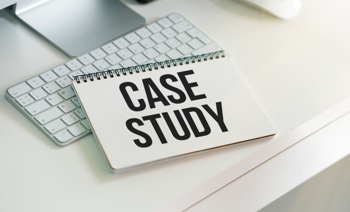 A notebook that says case study