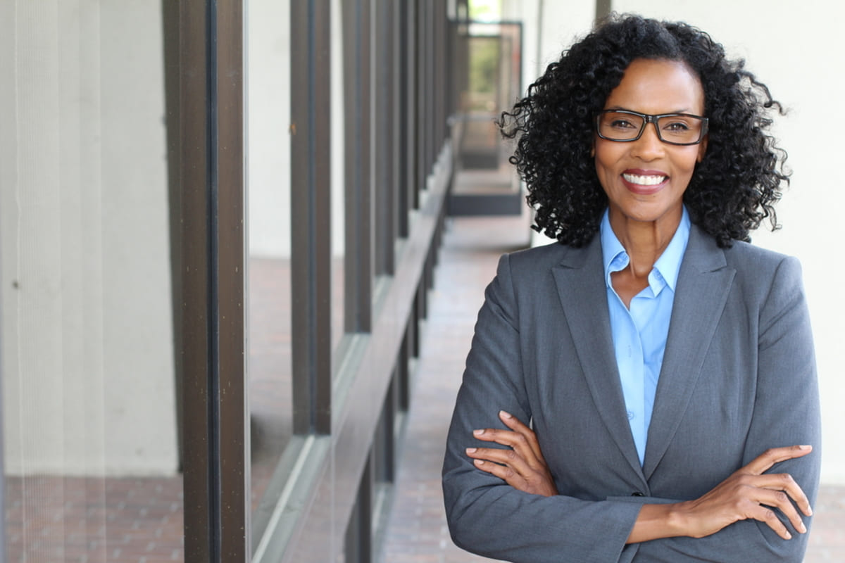 Close-up of a professional businesswoman, successful property management company concept