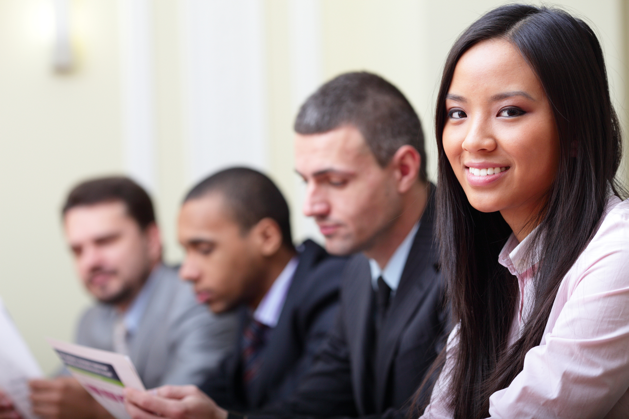 A group of people in an office