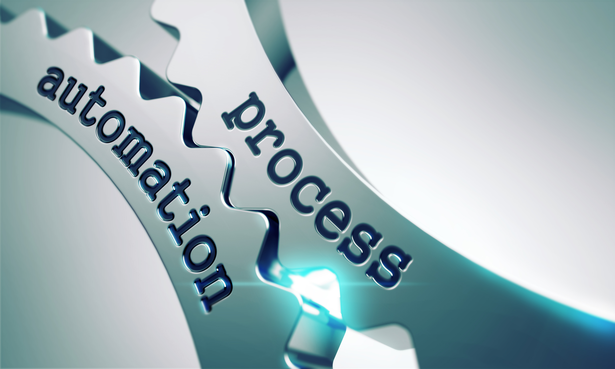 Illustration of 2 gears put together with the words process information