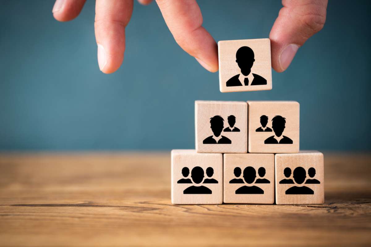 Representation of hierarchy through wooden blocks of pyramid